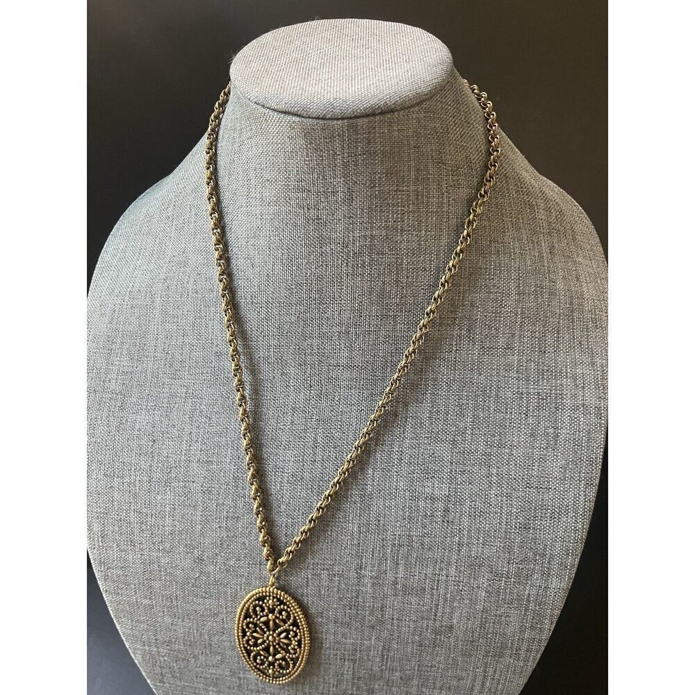 Accessocraft N.Y.C Pendant Necklace Vintage Gold Tone Minimalist Office Boho